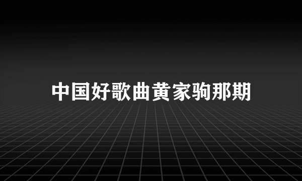 中国好歌曲黄家驹那期