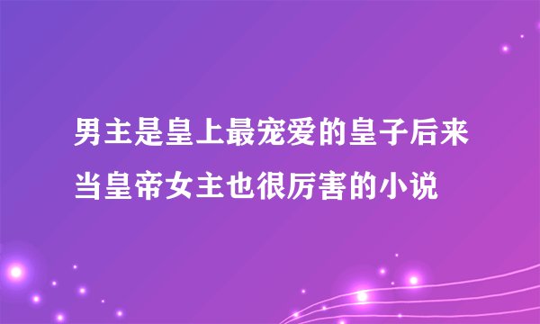 男主是皇上最宠爱的皇子后来当皇帝女主也很厉害的小说