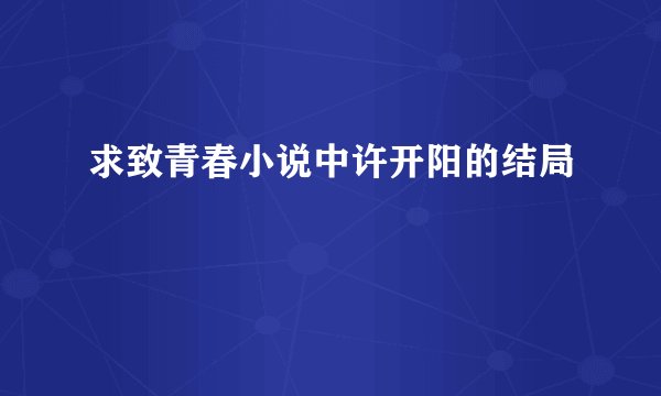 求致青春小说中许开阳的结局