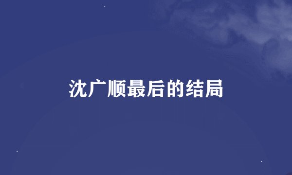 沈广顺最后的结局