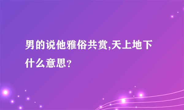 男的说他雅俗共赏,天上地下什么意思？