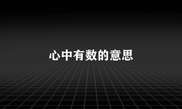心中有数的意思