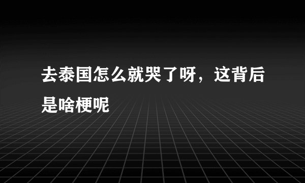 去泰国怎么就哭了呀,这背后是啥梗呢