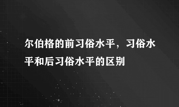 尔伯格的前习俗水平，习俗水平和后习俗水平的区别