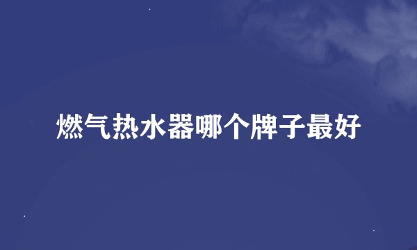 燃气热水器哪个牌子最好