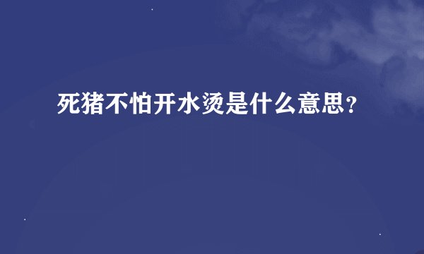 死猪不怕开水烫是什么意思？