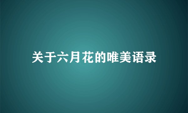 关于六月花的唯美语录