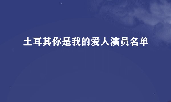 土耳其你是我的爱人演员名单
