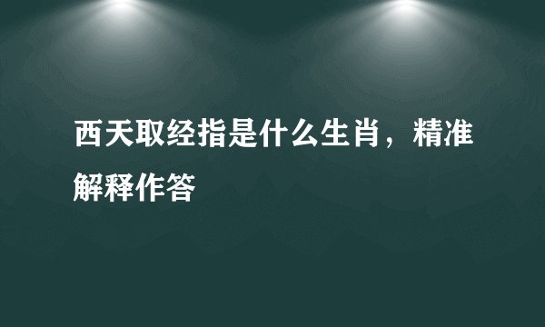 西天取经指是什么生肖，精准解释作答