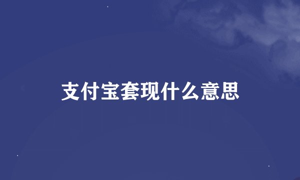 支付宝套现什么意思