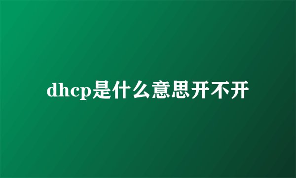 dhcp是什么意思开不开