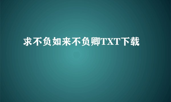 求不负如来不负卿TXT下载