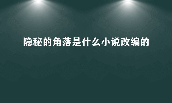 隐秘的角落是什么小说改编的