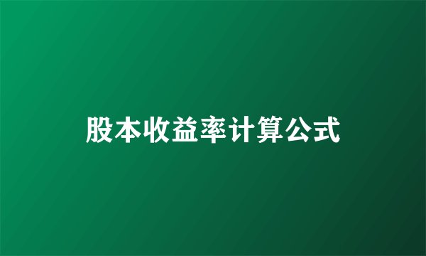 股本收益率计算公式