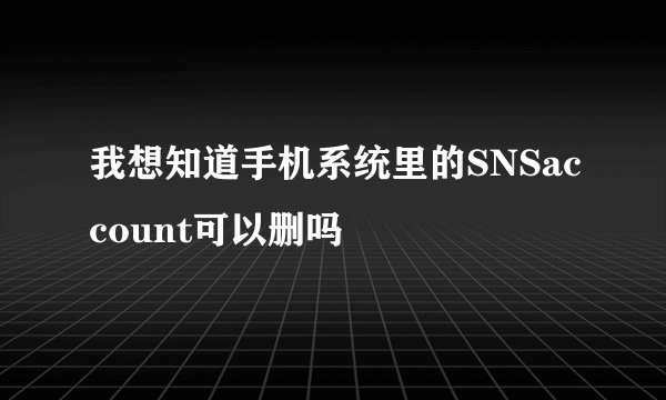 我想知道手机系统里的SNSaccount可以删吗
