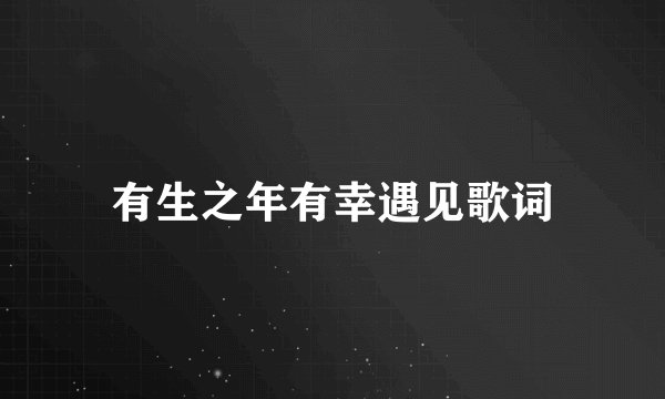 有生之年有幸遇见歌词