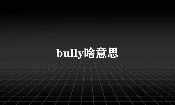 bully啥意思