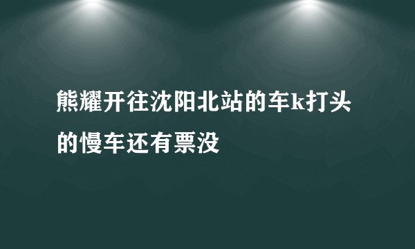 熊耀开往沈阳北站的车k打头的慢车还有票没