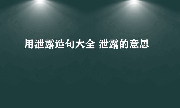 用泄露造句大全 泄露的意思