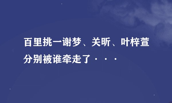 百里挑一谢梦、关昕、叶梓萱分别被谁牵走了···