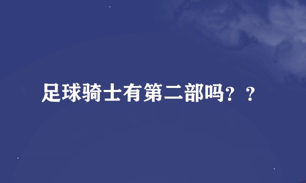 足球骑士有第二部吗？？