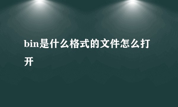 bin是什么格式的文件怎么打开