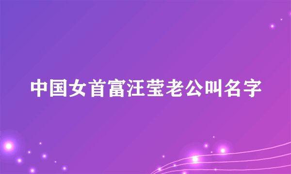 中国女首富汪莹老公叫名字