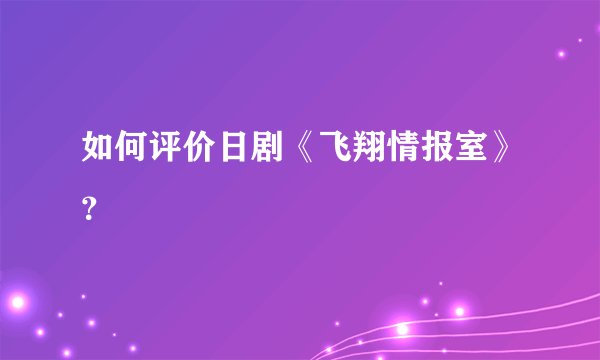 如何评价日剧《飞翔情报室》？