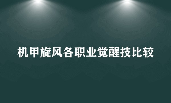 机甲旋风各职业觉醒技比较