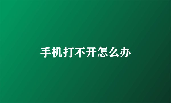 手机打不开怎么办