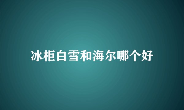 冰柜白雪和海尔哪个好