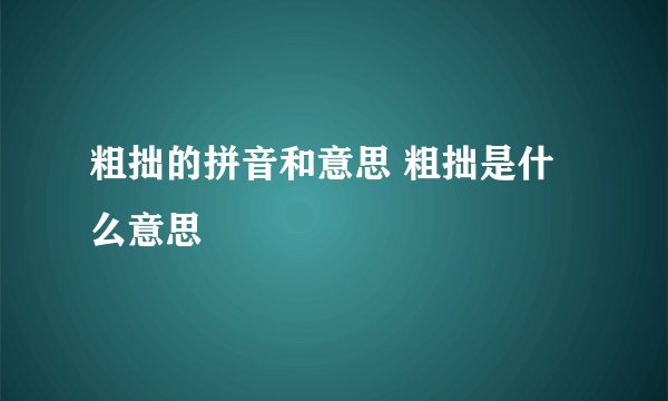 粗拙的拼音和意思 粗拙是什么意思