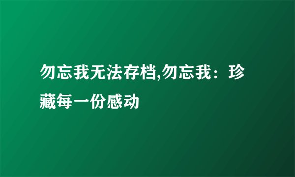 勿忘我无法存档,勿忘我：珍藏每一份感动