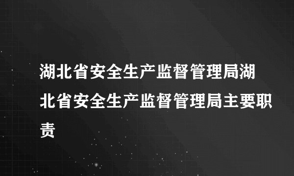 湖北省安全生产监督管理局湖北省安全生产监督管理局主要职责