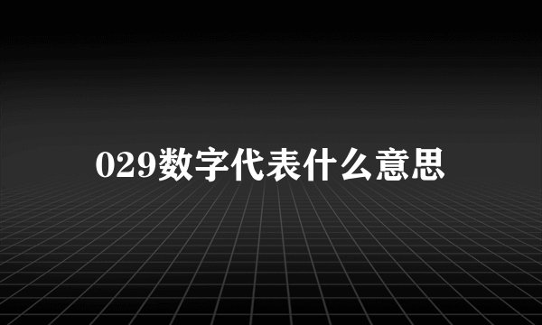 029数字代表什么意思