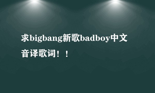 求bigbang新歌badboy中文音译歌词！！