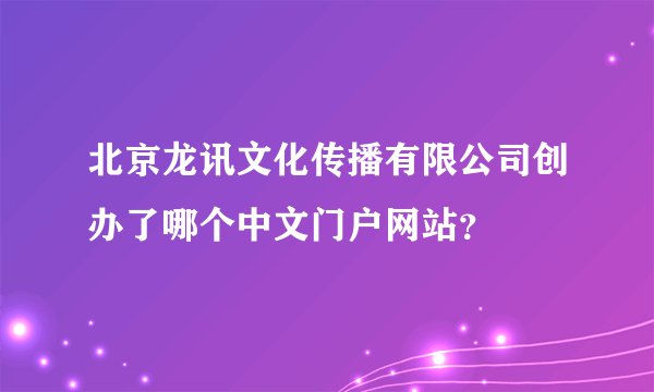北京龙讯文化传播有限公司创办了哪个中文门户网站？