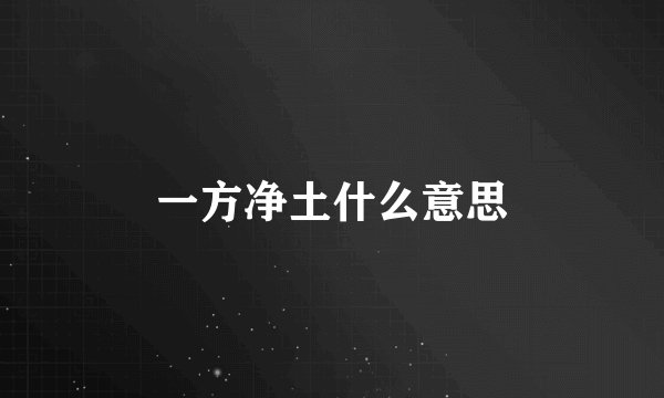 一方净土什么意思