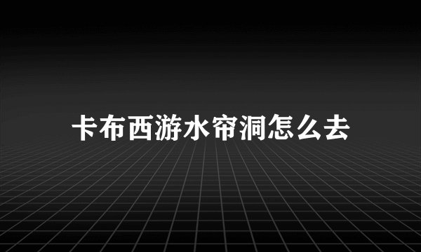 卡布西游水帘洞怎么去
