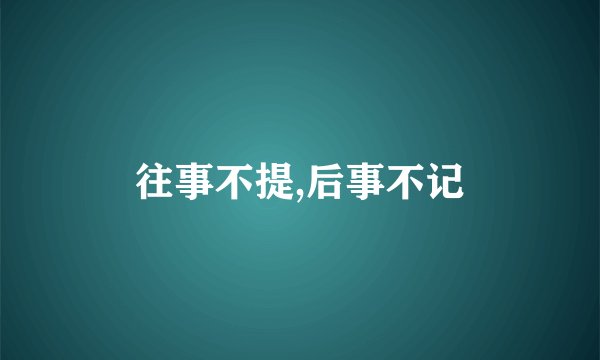 往事不提,后事不记
