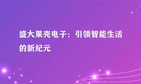 盛大果壳电子：引领智能生活的新纪元