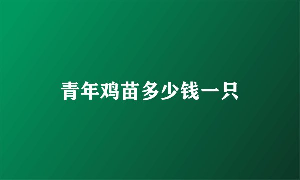 青年鸡苗多少钱一只