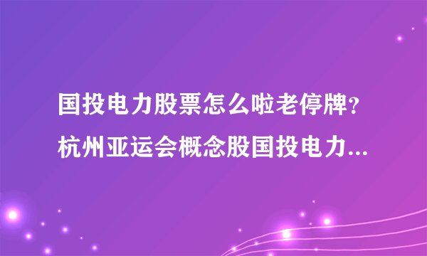 国投电力股票怎么啦老停牌？杭州亚运会概念股国投电力股票怎么样