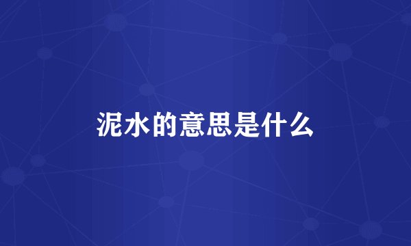 泥水的意思是什么