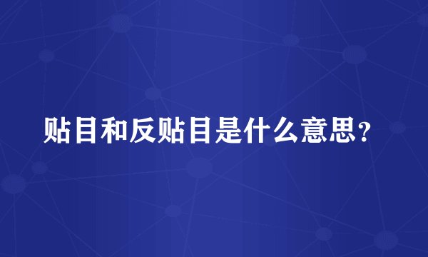 贴目和反贴目是什么意思？