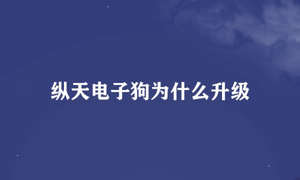纵天电子狗为什么升级