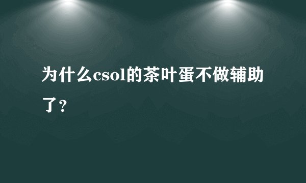 为什么csol的茶叶蛋不做辅助了？