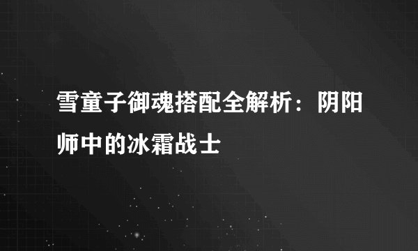 雪童子御魂搭配全解析：阴阳师中的冰霜战士