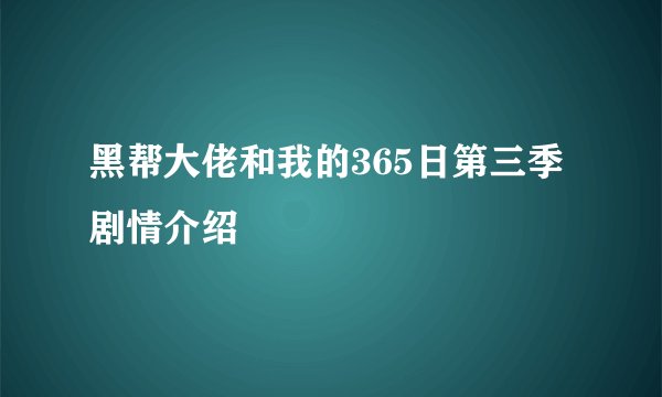 黑帮大佬和我的365日第三季剧情介绍
