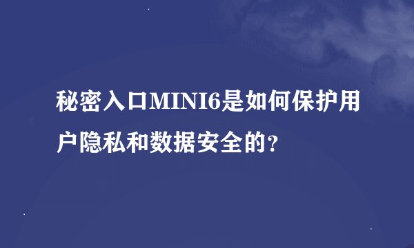 秘密入口MINI6是如何保护用户隐私和数据安全的？